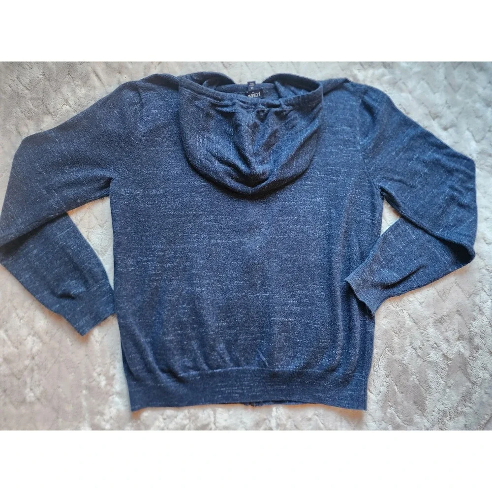 J. Crew Mens Navy Blue Marled Cotton Full Zip Hooded Sweater Size M